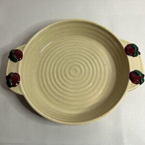 Farmhouse Speckled Glazed Pottery Stoneware Apple Pie Dish 10" Wide 2" Deep